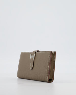 Hermès Bearn Wallet in Etoupe Chèvre Mysore Leather with Palladium Hardware