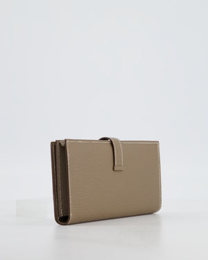 Hermès Bearn Wallet in Etoupe Chèvre Mysore Leather with Palladium Hardware