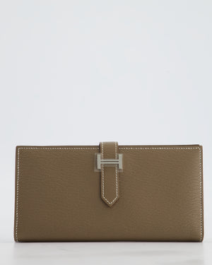 Hermès Bearn Wallet in Etoupe Chèvre Mysore Leather with Palladium Hardware