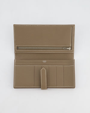 Hermès Bearn Wallet in Etoupe Chèvre Mysore Leather with Palladium Hardware