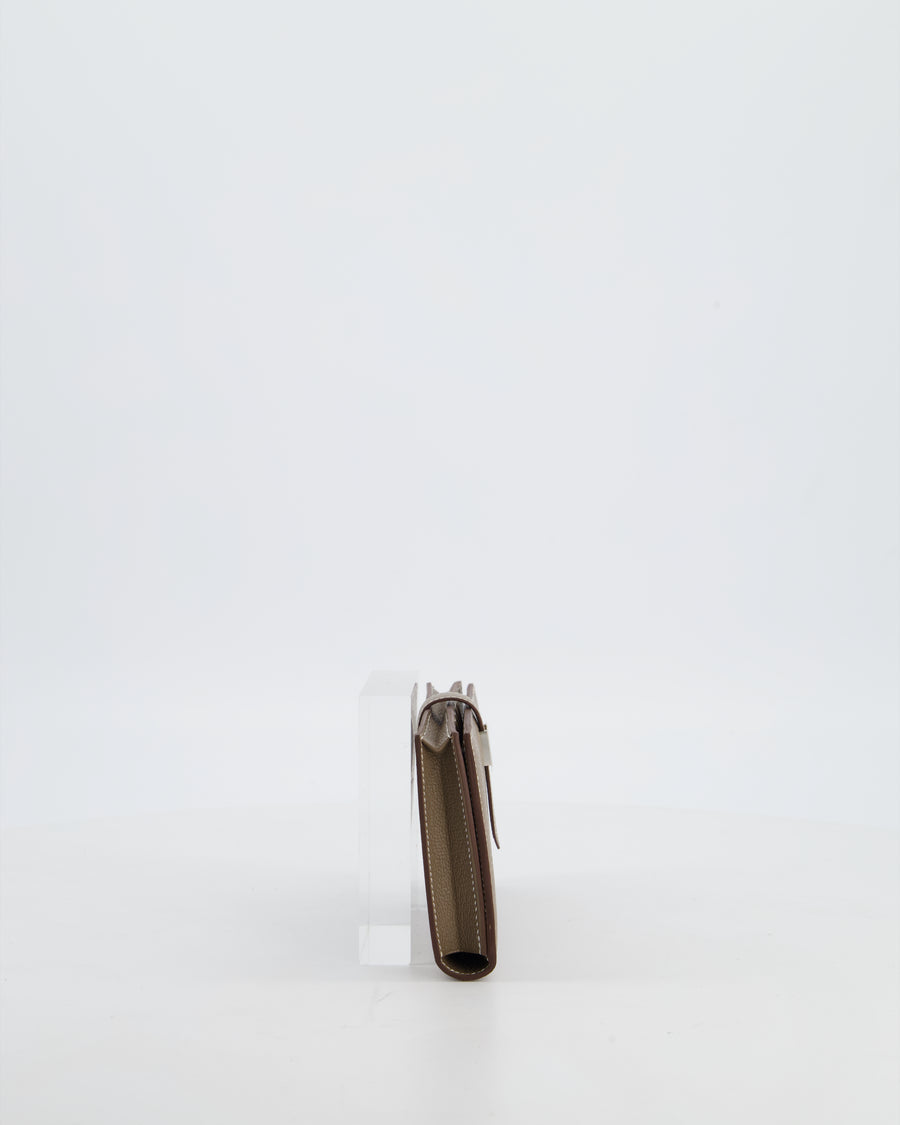 Hermès Bearn Wallet in Etoupe Chèvre Mysore Leather with Palladium Hardware