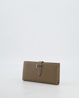 Hermès Bearn Wallet in Etoupe Chèvre Mysore Leather with Palladium Hardware