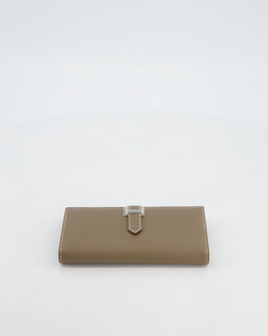 Hermès Bearn Wallet in Etoupe Chèvre Mysore Leather with Palladium Hardware