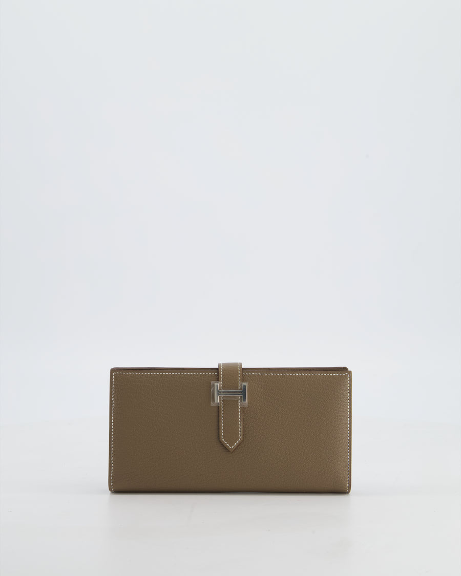 Hermès Bearn Wallet in Etoupe Chèvre Mysore Leather with Palladium Hardware
