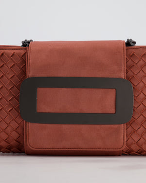 Bottega Veneta Pink Intrecciato Canvas Buckle Flap Bag with Black Hardware