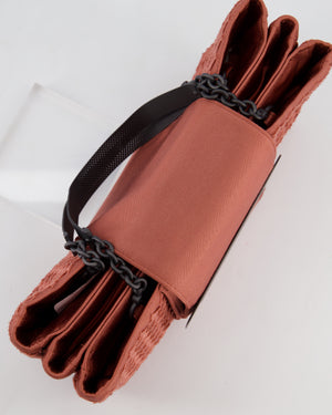 Bottega Veneta Pink Intrecciato Canvas Buckle Flap Bag with Black Hardware