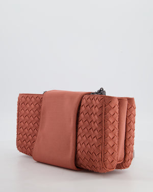 Bottega Veneta Pink Intrecciato Canvas Buckle Flap Bag with Black Hardware