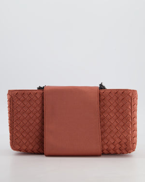 Bottega Veneta Pink Intrecciato Canvas Buckle Flap Bag with Black Hardware