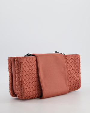 Bottega Veneta Pink Intrecciato Canvas Buckle Flap Bag with Black Hardware