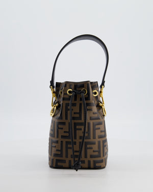 Fendi Brown Mon Tresor Logo Leather Mini Bucket Bag with Gold Hardware