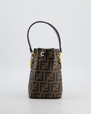 Fendi Brown Mon Tresor Logo Leather Mini Bucket Bag with Gold Hardware