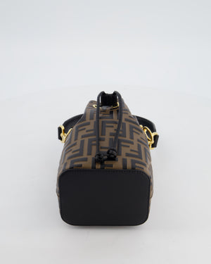 Fendi Brown Mon Tresor Logo Leather Mini Bucket Bag with Gold Hardware