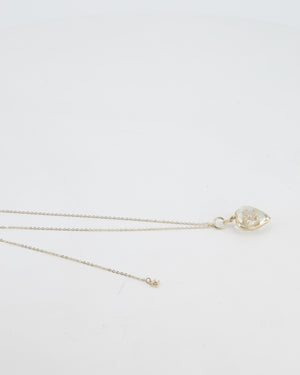 Chanel 16/P Gold CC Coco Heart Resin Pendant Chain Necklace with Pearl Details