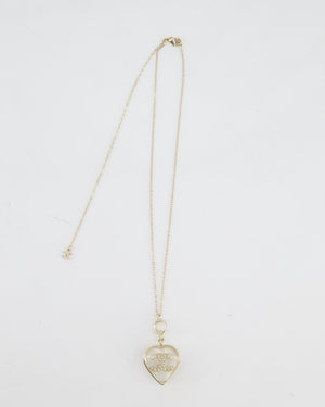 Chanel 16/P Gold CC Coco Heart Resin Pendant Chain Necklace with Pearl Details