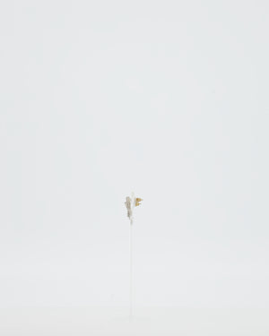 Chanel 2015 Silver CC Stud Earrings with Crystal Details