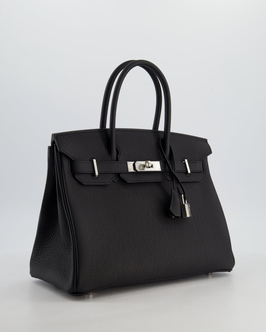 Hermès Birkin 30 Retourne Bag in Noir Togo Leather with Palladium Hardware