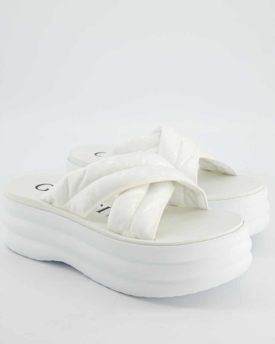 Gucci White Platform GG Sandal Size EU 41