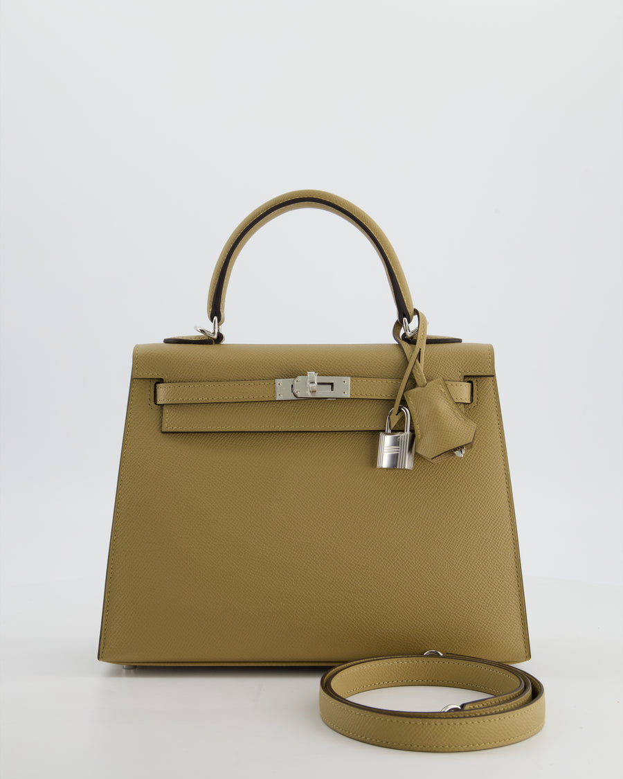 Hermès Kelly 25 Sellier Bag in Poussiere Epsom Leather with Palladium Hardware