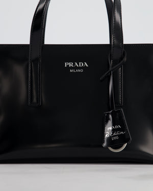 *FIRE PRICE* Prada Black Re-Edition 1995 Mini Top Handle Tote Bag in Brushed Calfskin Leather with Palladium Hardware RRP £2,900