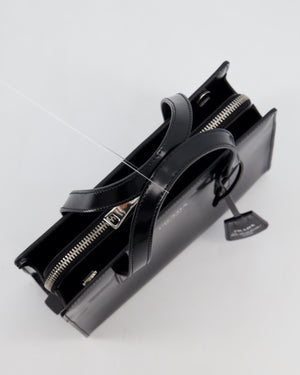 *FIRE PRICE* Prada Black Re-Edition 1995 Mini Top Handle Tote Bag in Brushed Calfskin Leather with Palladium Hardware RRP £2,900