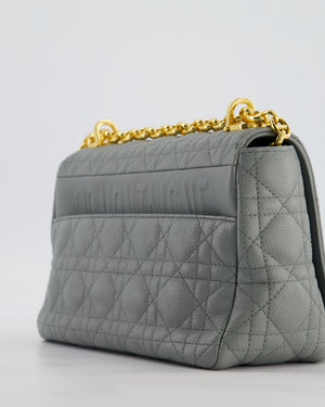 *FIRE PRICE* Christian Dior Grey Large Caro Supple Cannage Calfskin Leather Flap Bag With Gold Hardware