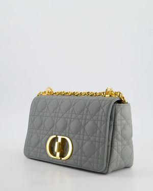 *FIRE PRICE* Christian Dior Grey Large Caro Supple Cannage Calfskin Leather Flap Bag With Gold Hardware