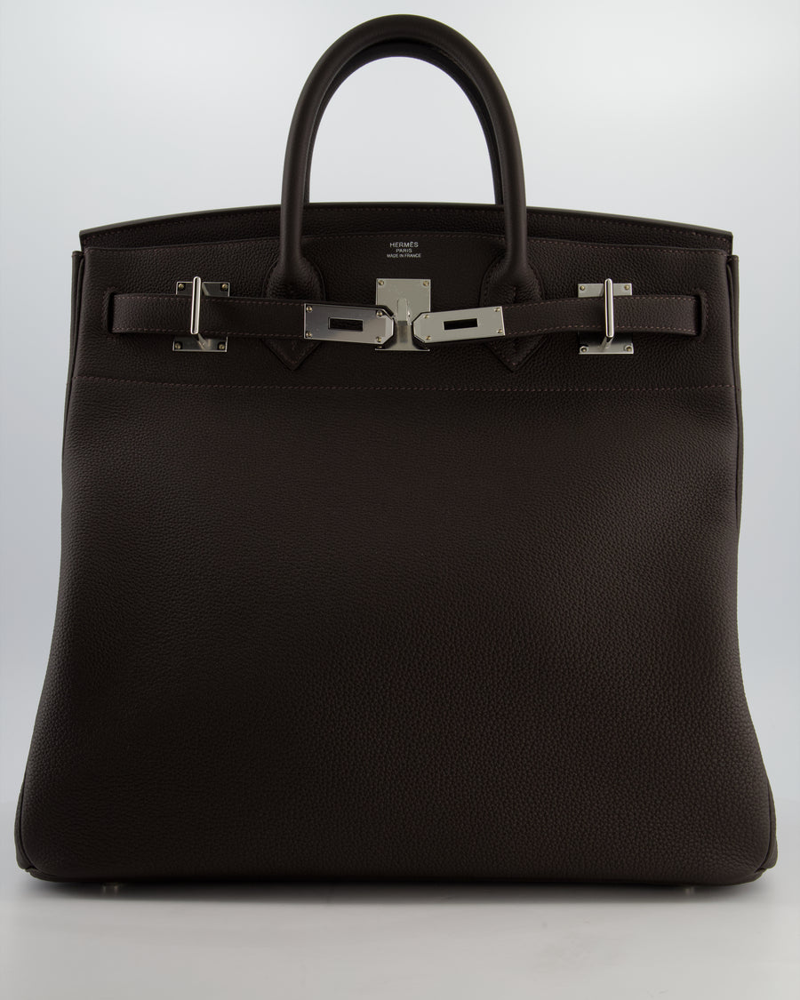 *HOT* Hermès Haut à Courroies HAC 40 Bag in Bai Brun Togo Leather with Palladium Hardware