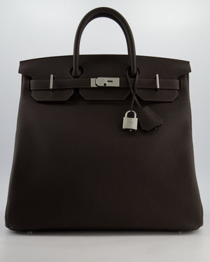 *HOT* Hermès Haut à Courroies HAC 40 Bag in Bai Brun Togo Leather with Palladium Hardware