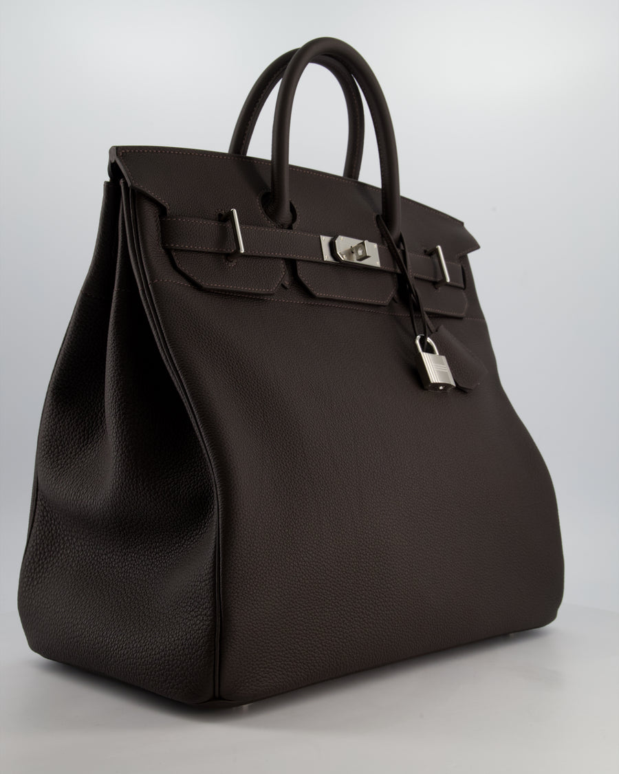 *HOT* Hermès Haut à Courroies HAC 40 Bag in Bai Brun Togo Leather with Palladium Hardware