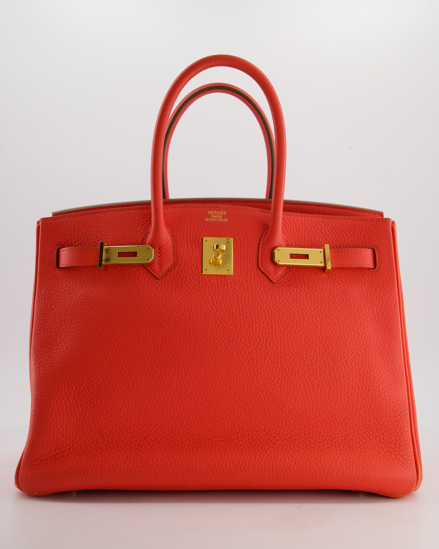 Hermès Birkin 35 Retourne Bag in Rose Jaipur Clemence Leather with Gold Hardware