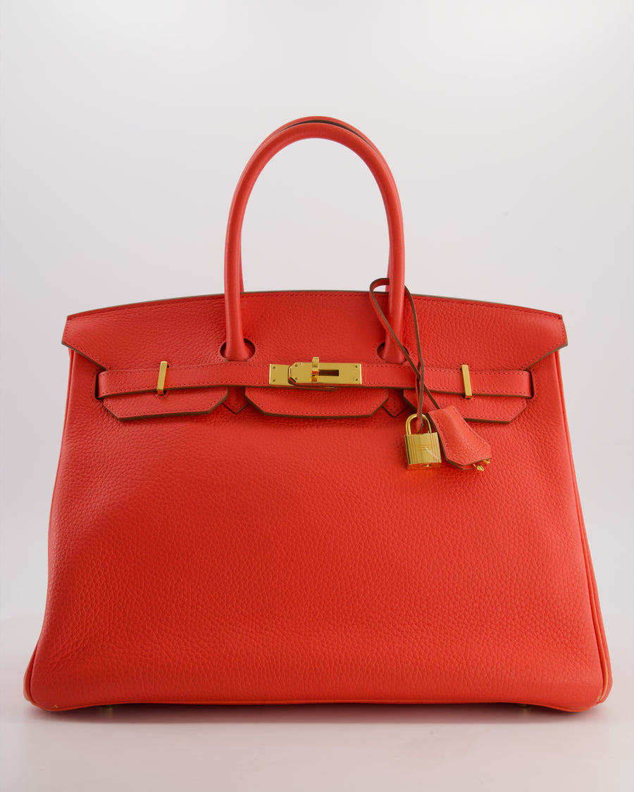 Hermès Birkin 35 Retourne Bag in Rose Jaipur Clemence Leather with Gold Hardware
