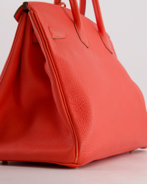 Hermès Birkin 35 Retourne Bag in Rose Jaipur Clemence Leather with Gold Hardware