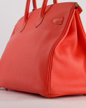 Hermès Birkin 35 Retourne Bag in Rose Jaipur Clemence Leather with Gold Hardware
