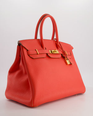 Hermès Birkin 35 Retourne Bag in Rose Jaipur Clemence Leather with Gold Hardware
