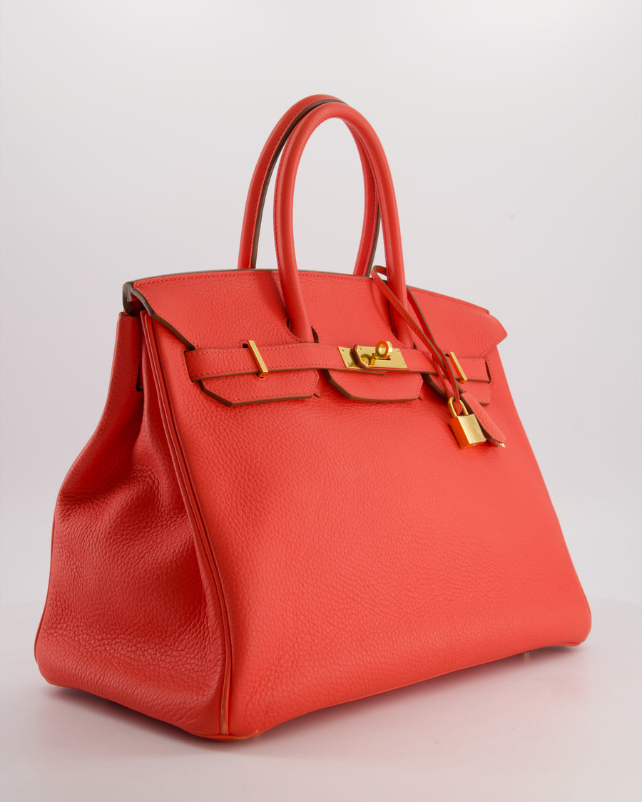 Hermès Birkin 35 Retourne Bag in Rose Jaipur Clemence Leather with Gold Hardware