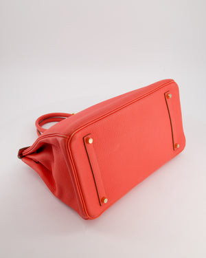 Hermès Birkin 35 Retourne Bag in Rose Jaipur Clemence Leather with Gold Hardware