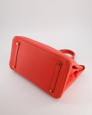 Hermès Birkin 35 Retourne Bag in Rose Jaipur Clemence Leather with Gold Hardware