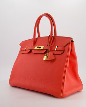 Hermès Birkin 35 Retourne Bag in Rose Jaipur Clemence Leather with Gold Hardware