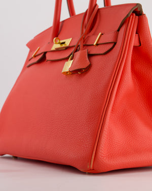 Hermès Birkin 35 Retourne Bag in Rose Jaipur Clemence Leather with Gold Hardware