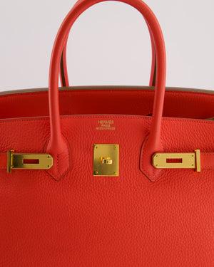 Hermès Birkin 35 Retourne Bag in Rose Jaipur Clemence Leather with Gold Hardware