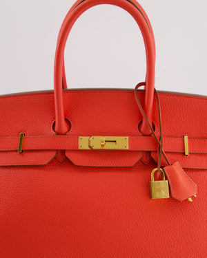 Hermès Birkin 35 Retourne Bag in Rose Jaipur Clemence Leather with Gold Hardware