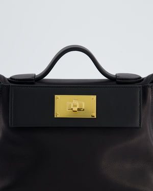 *RARE* Hermès 24/24 21 Bag in Noir Volupto and Noir Swift Leather with Gold Hardware