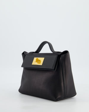 *RARE* Hermès 24/24 21 Bag in Noir Volupto and Noir Swift Leather with Gold Hardware