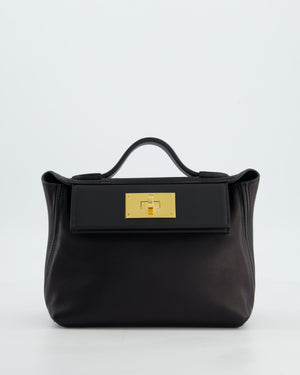 *RARE* Hermès 24/24 21 Bag in Noir Volupto and Noir Swift Leather with Gold Hardware