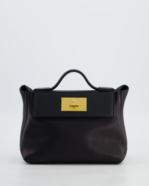 *RARE* Hermès 24/24 21 Bag in Noir Volupto and Noir Swift Leather with Gold Hardware