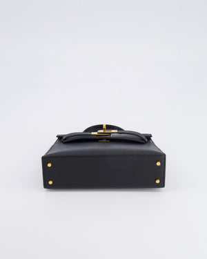 Hermès Mini Kelly II 20cm Touch Bag in Noir Madame and Lizard Leather with Gold Hardware