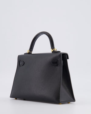 Hermès Mini Kelly II 20cm Touch Bag in Noir Madame and Lizard Leather with Gold Hardware
