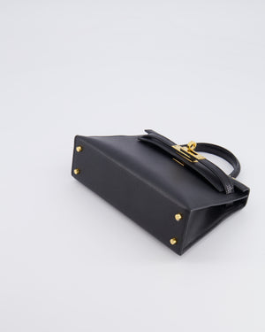Hermès Mini Kelly II 20cm Touch Bag in Noir Madame and Lizard Leather with Gold Hardware