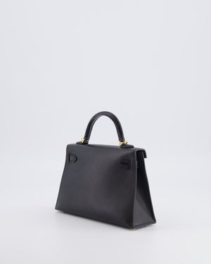 Hermès Mini Kelly II 20cm Touch Bag in Noir Madame and Lizard Leather with Gold Hardware