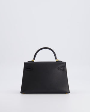 Hermès Mini Kelly II 20cm Touch Bag in Noir Madame and Lizard Leather with Gold Hardware